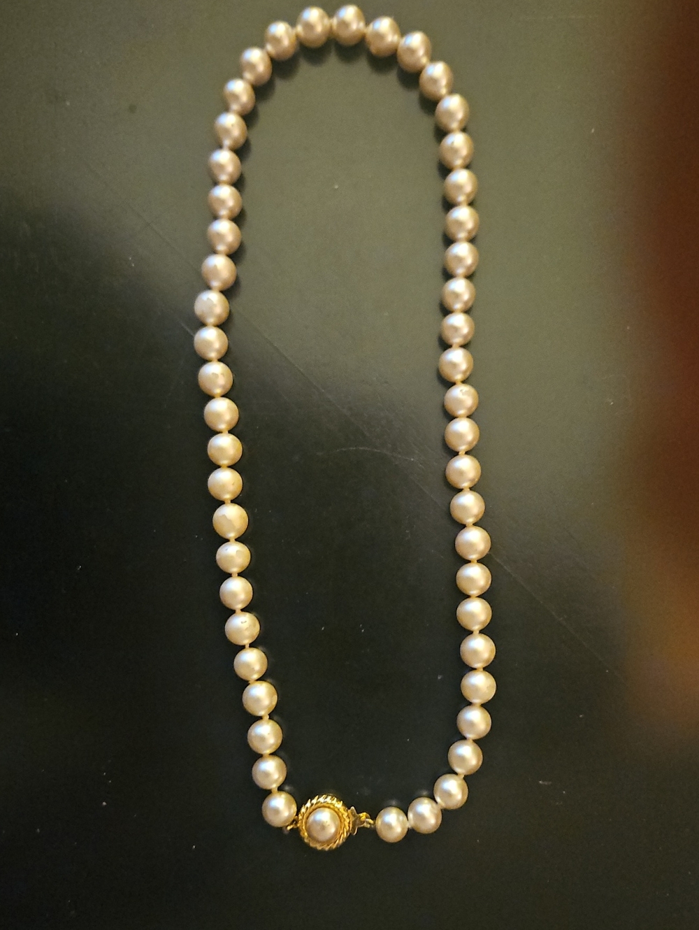 Classic Pearl Strand Necklace with Gold Clasp - White Pearls